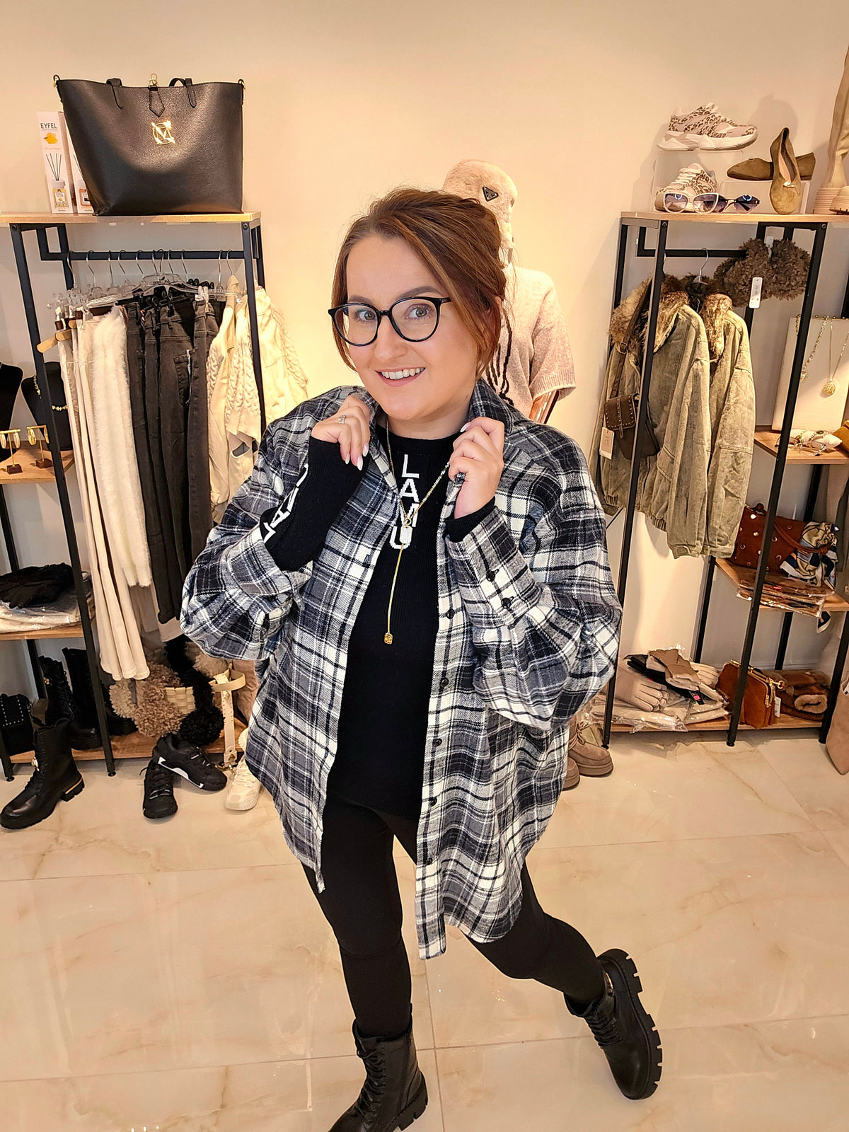Flanell Hemdbluse CHECK ME Karo Schwarz la..mu