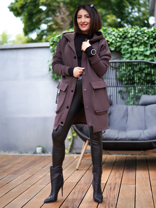 Mantel Jacke 3D Taschen la..mu braun la..mu