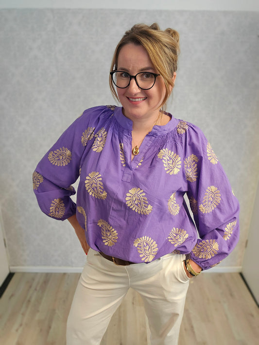 Bluse Stickerei gold Ramoneska