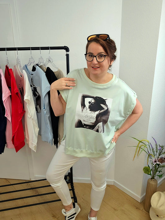 Oversize Sweatshirt helles Mint Navy la..mu Fotoprint la..mu
