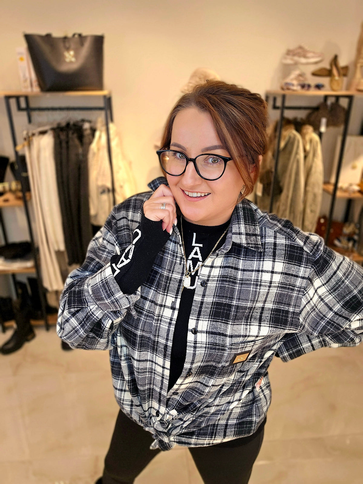 Flanell Hemdbluse CHECK ME Karo Schwarz la..mu