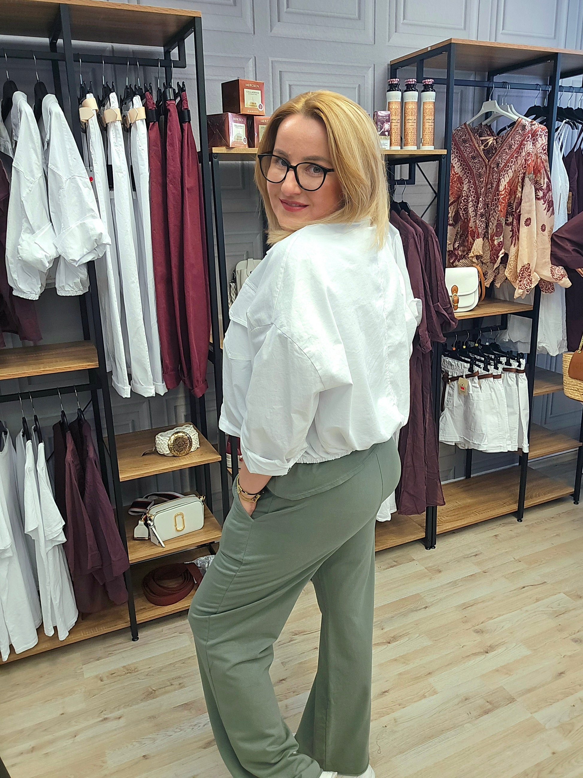 Hose Breite Beine Michell khaki Ramoneska