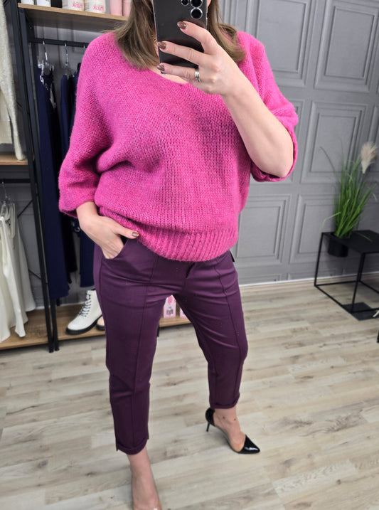 Zigaretten Hose mit Kante Pflaume Ramoneska