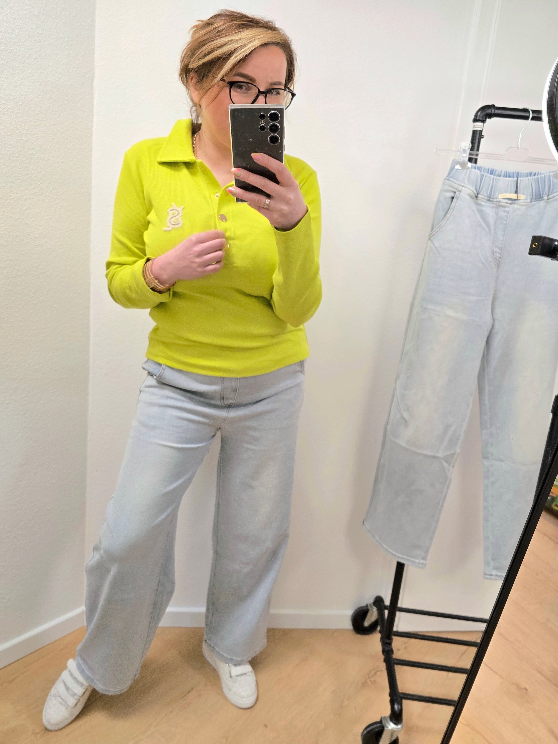 Bluse gerippt Marlene grün Ramoneska