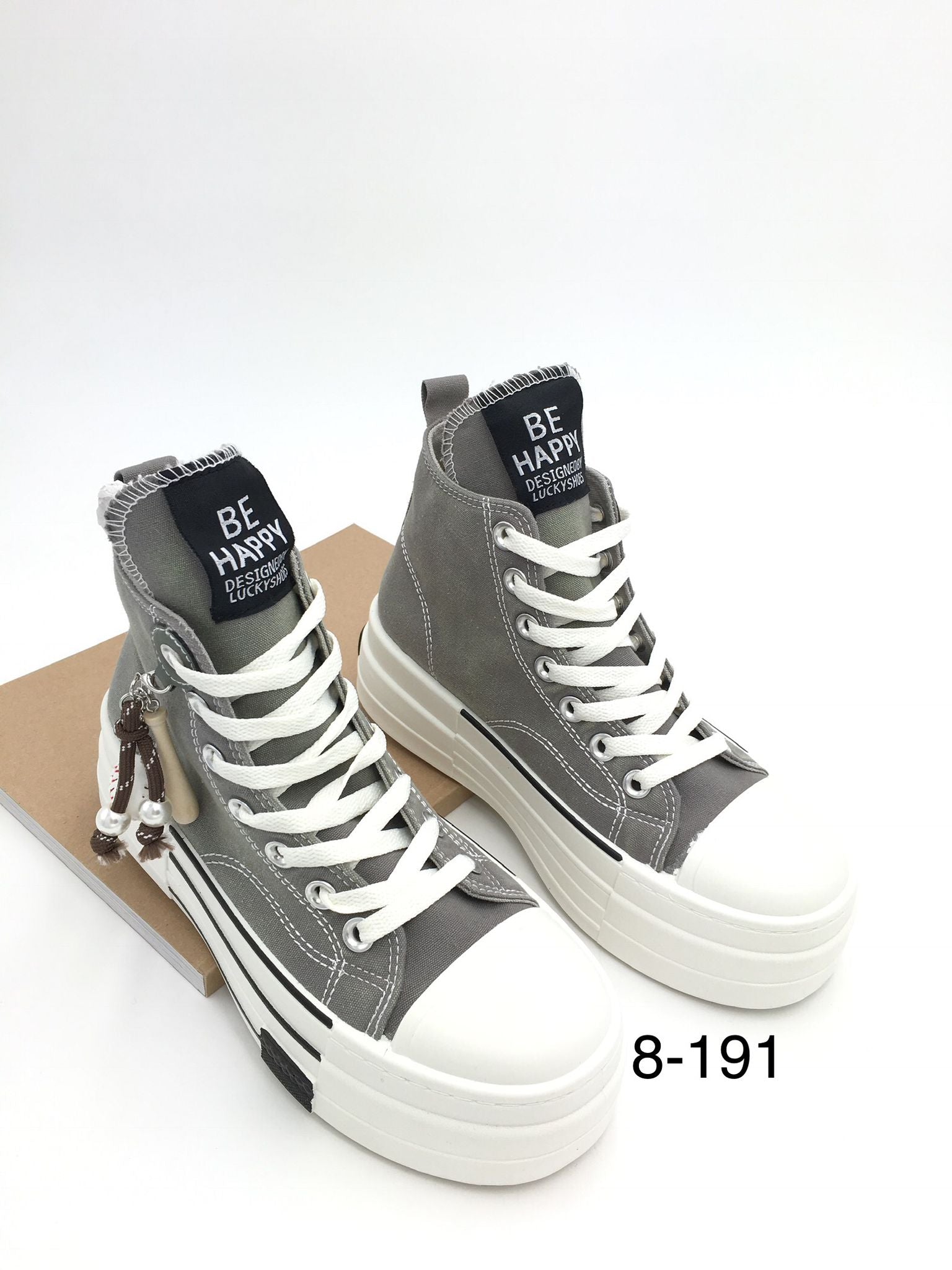 Turnschuhe grau Canvas Sneaker Plateau Be Happy9 Lucky Shoes