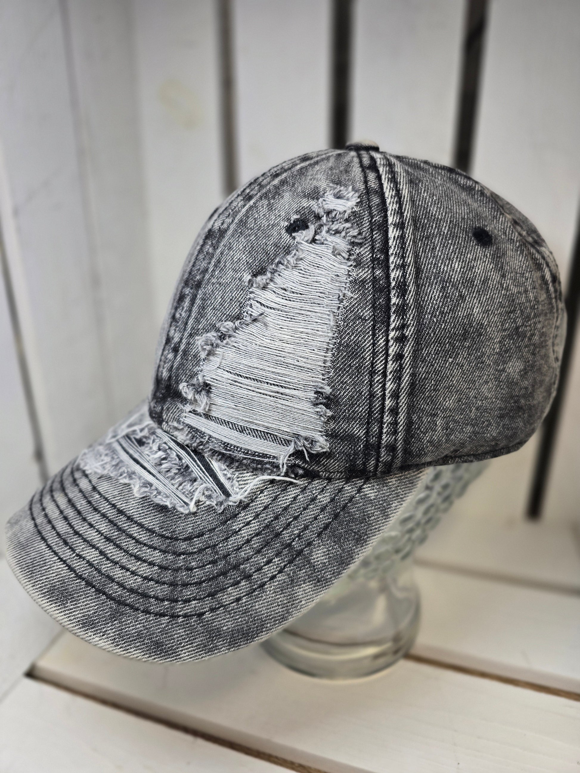 Jeans Cap Cappy Mütze grau Ramoneska