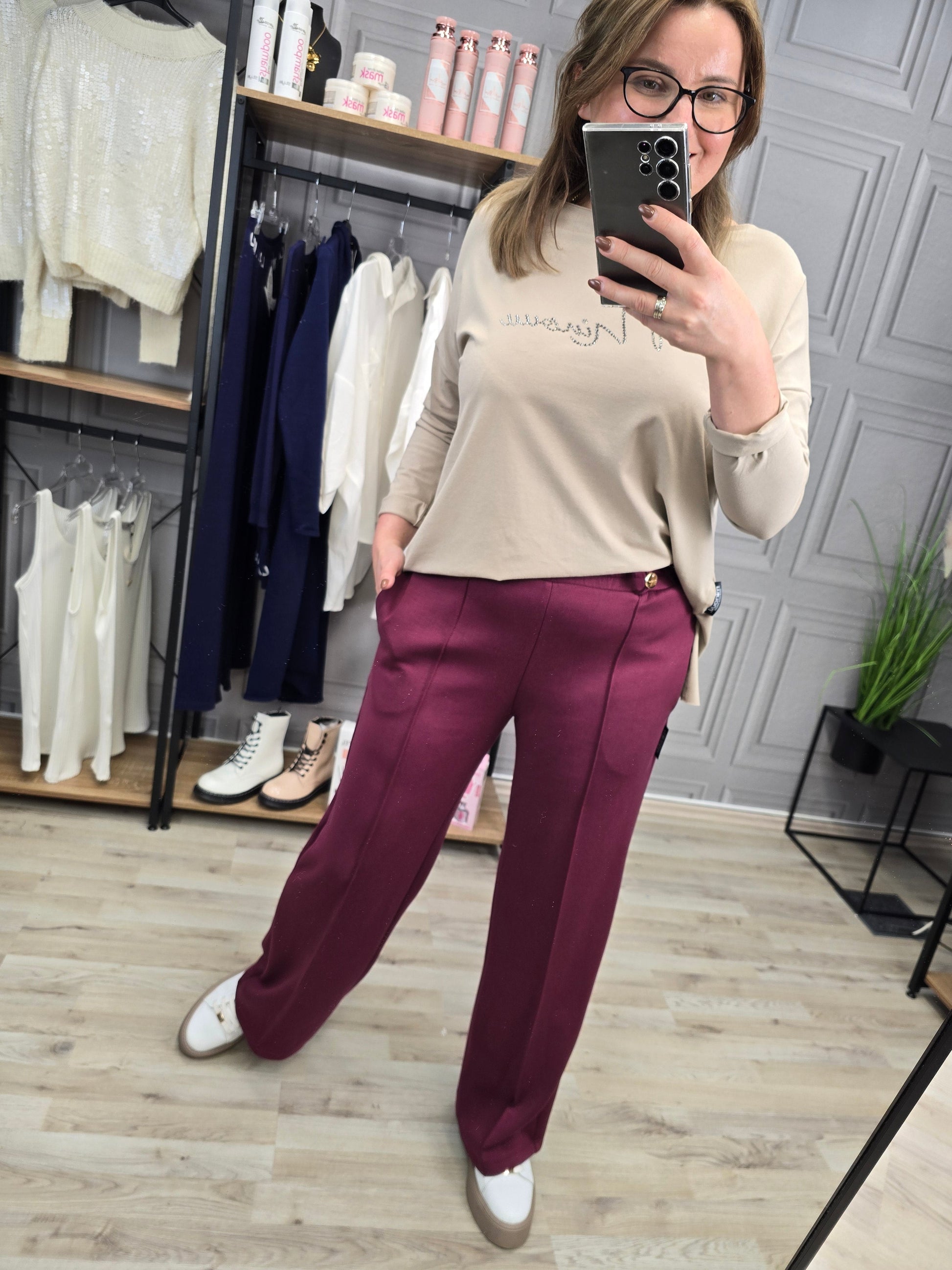 Hose Breite Beine Agnes bordeaux Minouu