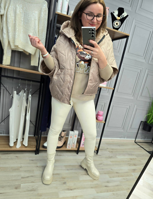Fledermaus Weste Jacke von Minouu beige Ramoneska