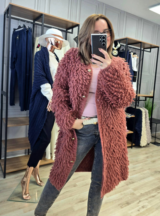 Cardigan Jacke LAMA von Minouu Midi Terrakotta Minouu