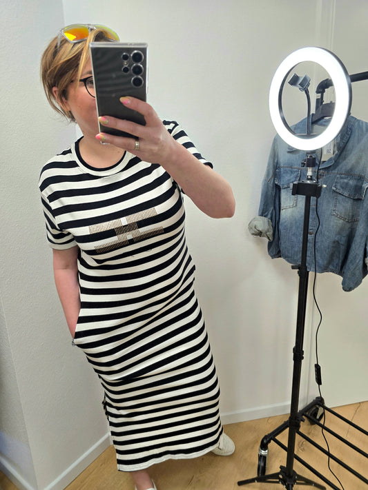 Wespe Kleid schwarz-weiß Charyzma