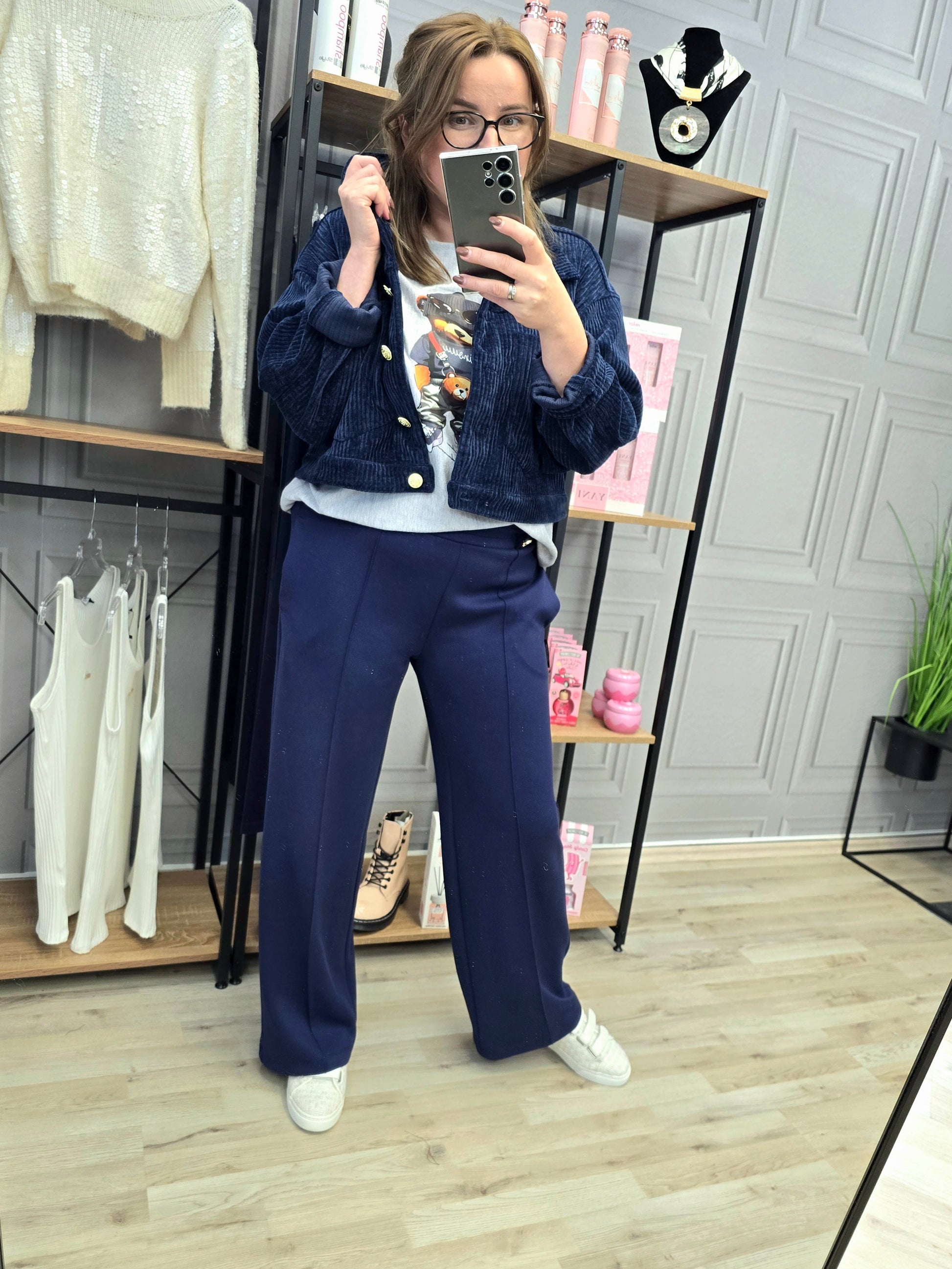 Hose Breite Beine Agnes dunkelblau Minouu