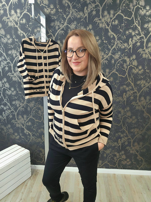 Pullover  Jacke Streifen la..mu cappuccino - schwarz Lamu