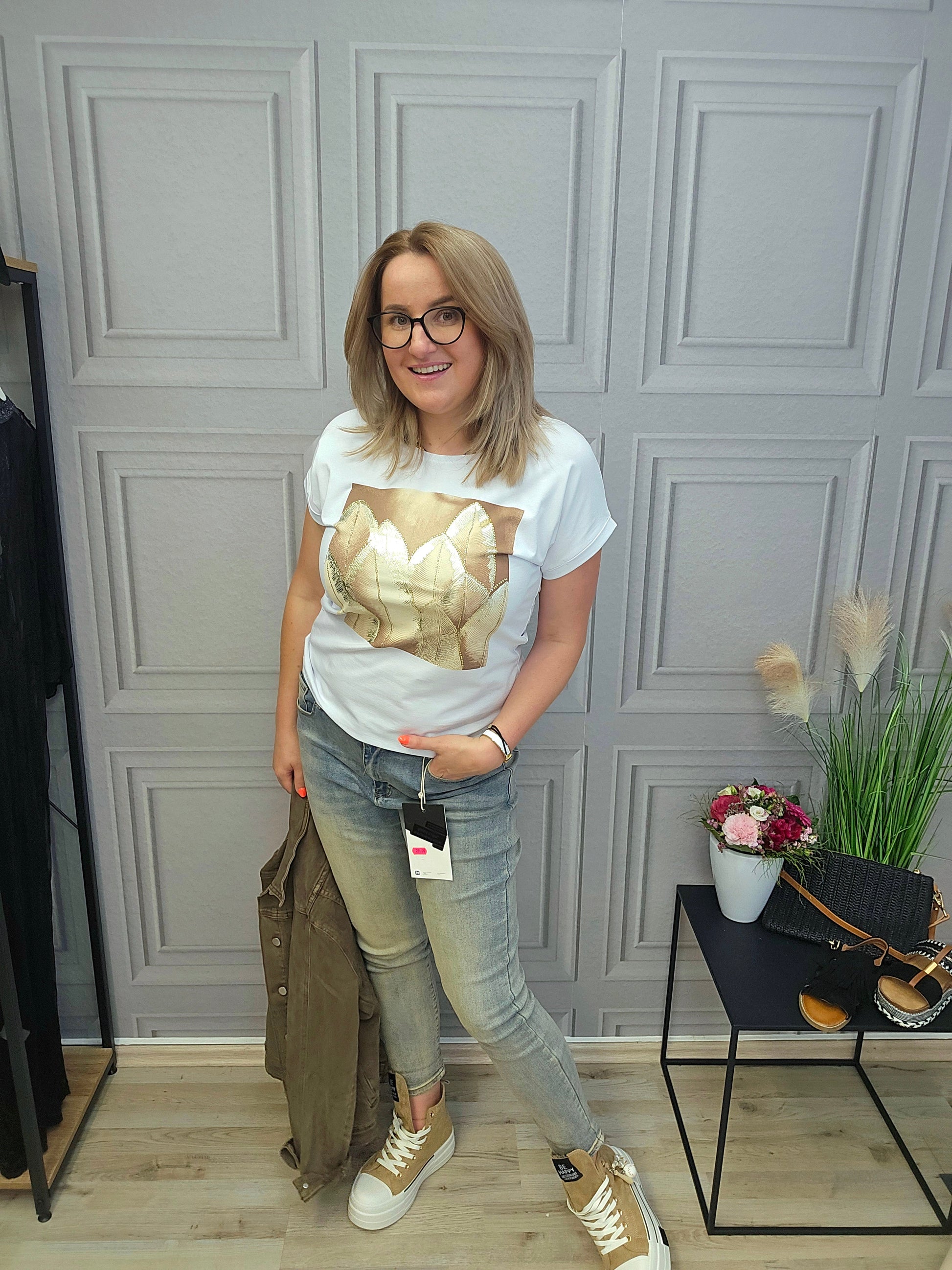 Vintage  Jeans M.SARA Denim  blau - beige M.SARA