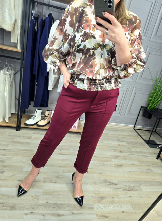 Zigaretten Hose mit Kante bordeaux Minouu