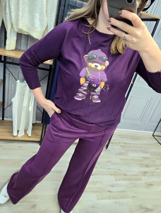 Feinstrick Pulli Teddy Junge Violett Minouu Minouu