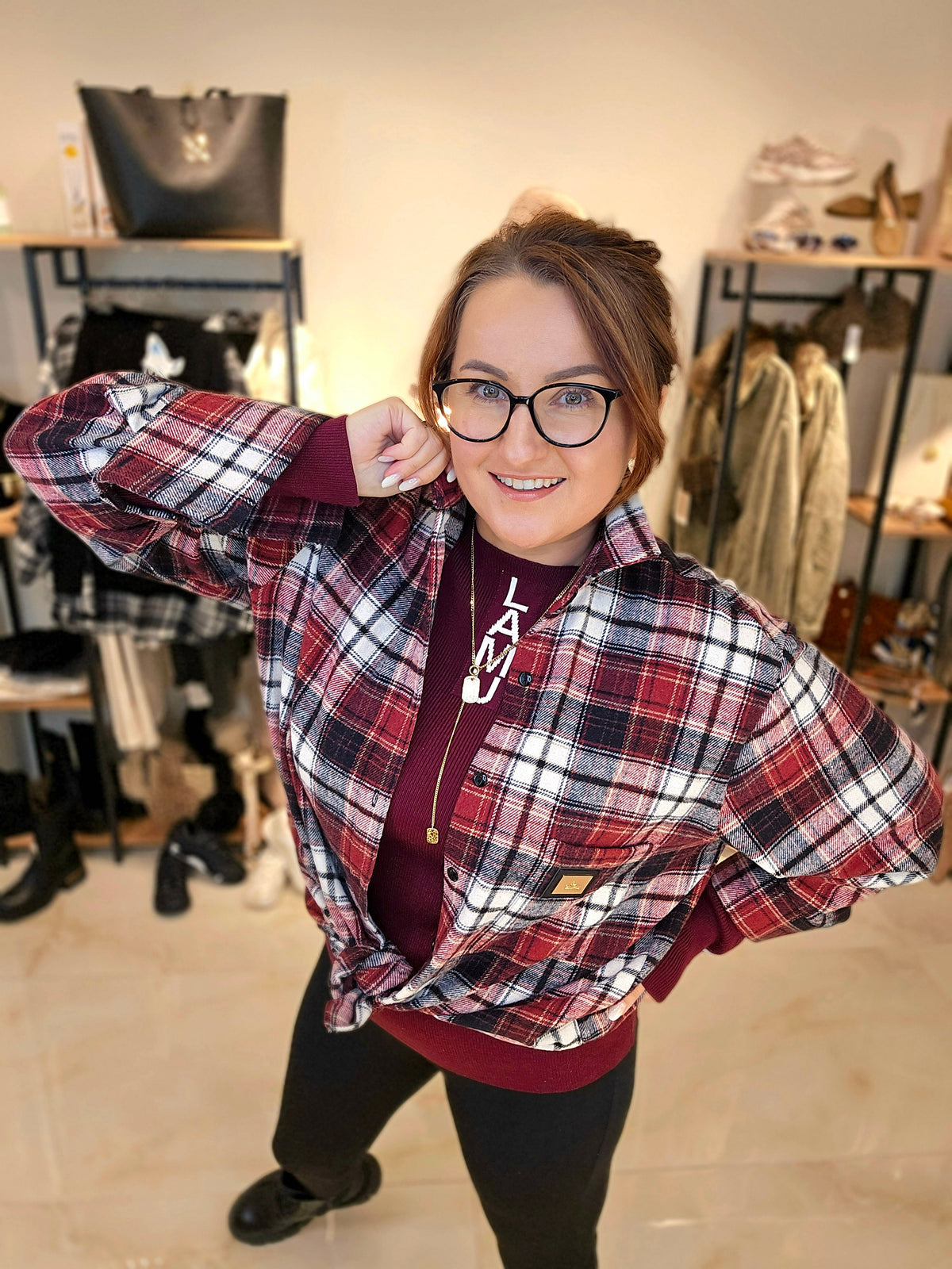 Flanell Hemdbluse CHECK ME Karo Bordeaux la..mu