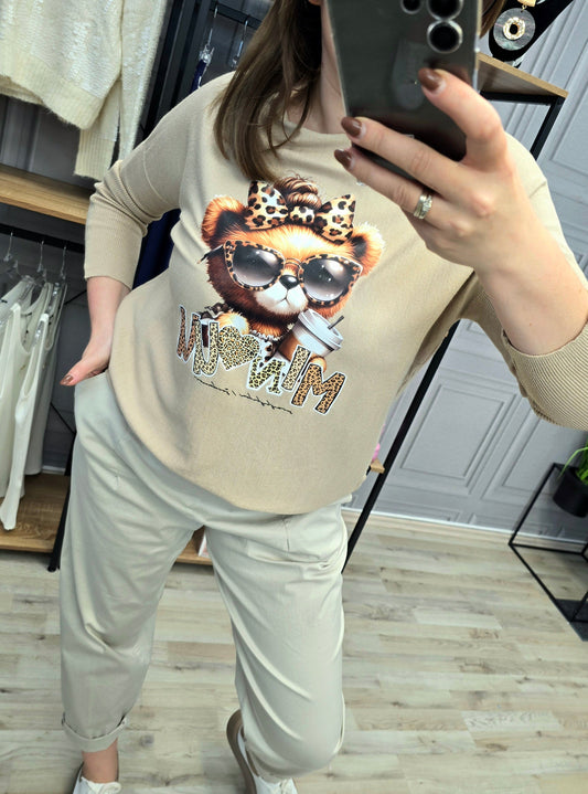 Pulli Teddy Leo beige Minouu Feinstrick Minouu