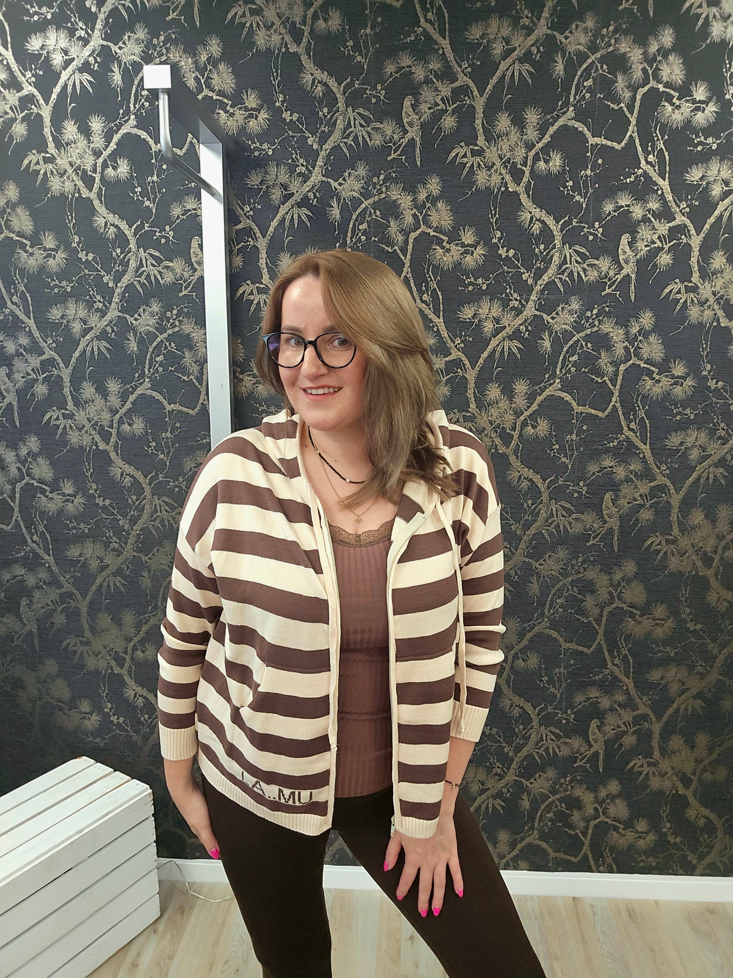 Pullover  Jacke Streifen la..mu braun - beige Lamu