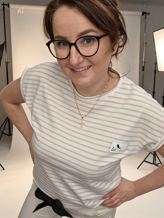 Bluse Streifen beige - ecru la..mu la..mu